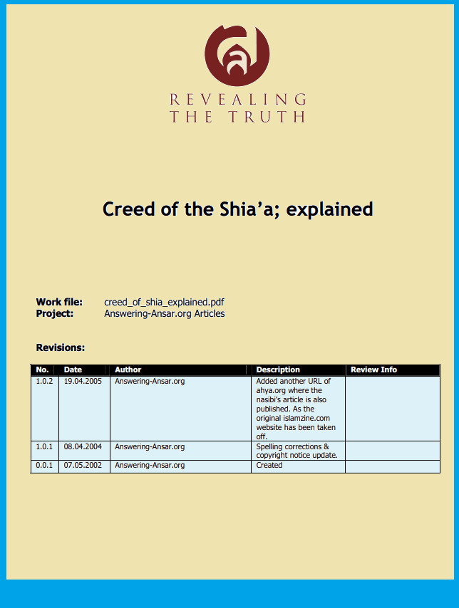 Creed of the Shia-Explained