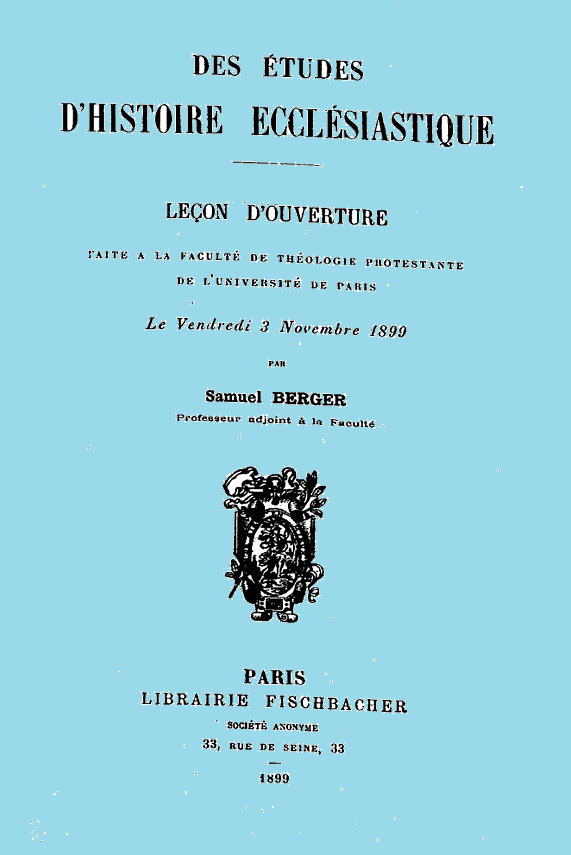 des etudes d'histoire ecclesiastique